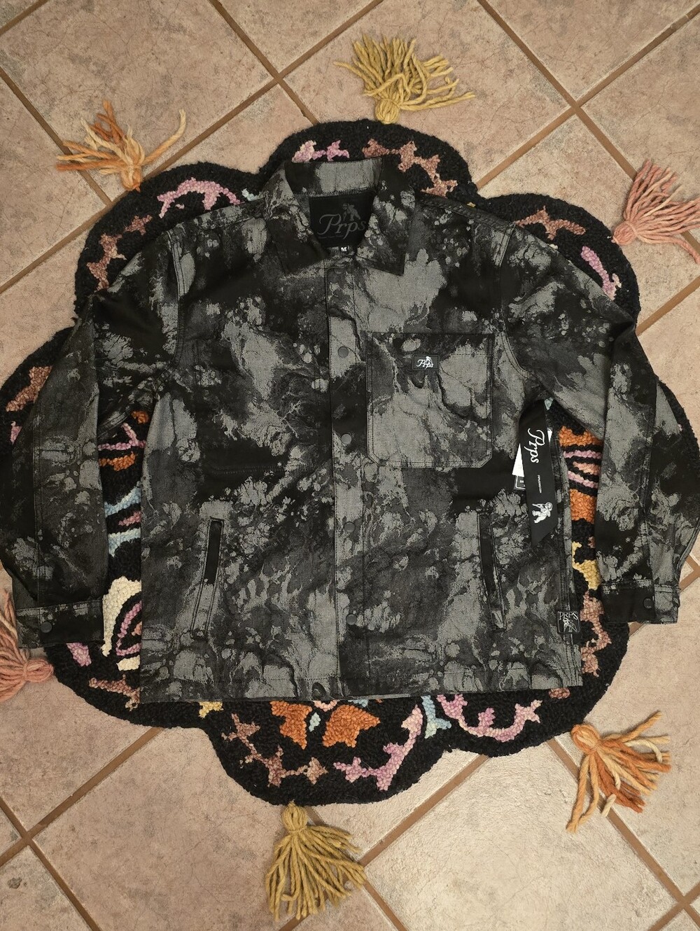 🔥🔥Made In UAE PRPS Black & Gray Tie-Dye Utility Jacket🔥🔥Size M
